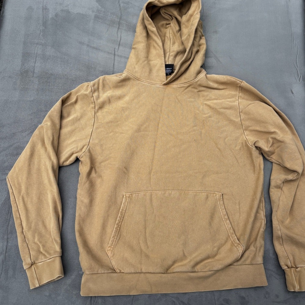 Only NY Hoodie Size L Streetwear Pullover 100% Cotton Relaxed Fit Tan USA Made